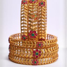 Luxury Gold Plated Pure Brass Bangles 2228-1666 Stylish Traditional Bangle-image-7