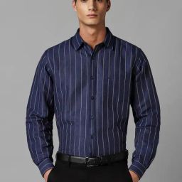 Allen Solly Navy Slim Fit Striped Shirt-image-46