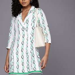 Allen Solly Woman Geometric Printed Lapel Collar Blazer Style Dress-picture-15