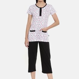 zebu Women Black & White Printed Night suit-image-70