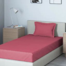 DDecor Solid Pink 150 TC Cotton Single Bedsheet with 2 Pillow Covers-picture-23