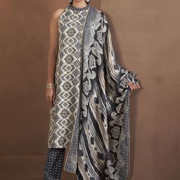 Anouk Paisley Printed Halter Neck Straight Kurta With Trouser & Dupatta-image-84