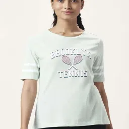 Ajile by Pantaloons Green Cotton Graphic Print Sports T-Shirt-image-90