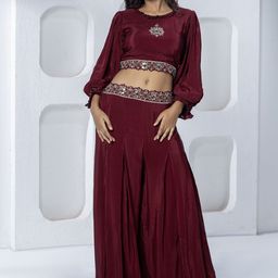 GloballyRonakRBafna Embellished Round Neck Top With Palazzo Co-Ords-image-81
