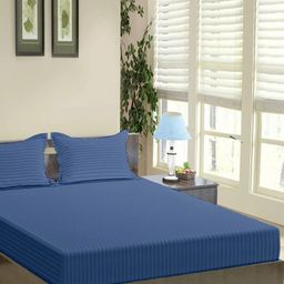 Trance Home Linen Blue Striped Pure Cotton 200 TC King Bedsheet Set-1.98 m x 1.83 m-image-74