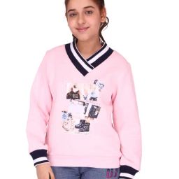 Cutecumber Kids Pink Printed  Sweatshirt-image-124
