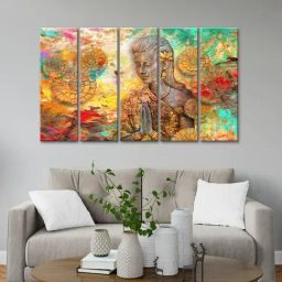 999Store Printed Multicolor MDF 5 Panels Wall Art-92