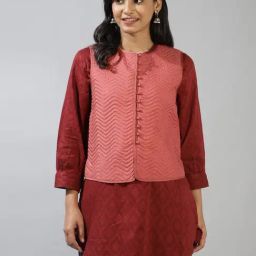 Fabindia Pink Quilted Pattern Jacket-image-67