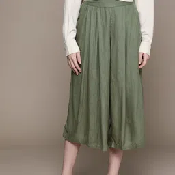 aarke Ritu Kumar Women Relaxed Straight Leg Loose Fit Pleated Culottes Trousers-40