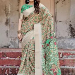 ALMAARI FASHION Ethnic Motifs Printed Pure Silk Jamdani Saree-picture-30