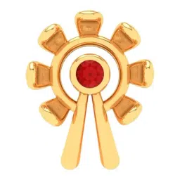 P.C. Chandra Jewellers 22k Gold Unique Shape Stud Red Stone Nosepin-image-65