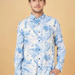 Urban Ranger by Pantaloons Blue Cotton Slim Fit Printed Shirt-image-18