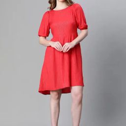Oxolloxo Red Striped A Line Dress-image-82