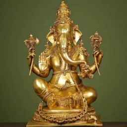 Ekaa Handicrafts Golden 20 Inch Brass Lord Ganesha Statue For Temple-image-61