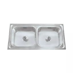 Hindware Imperio 45x20x10 Inch Matt SS Double Bowl Kitchen Sink-image-44