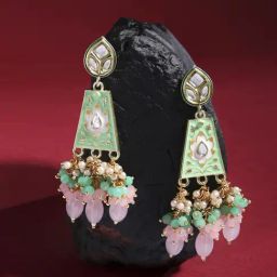 Zaveri Pearls Multicolor Meenakari Kundan & Cluster Crystal Drop Earring-ZPFK15563-image-23