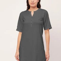 Moomaya Grey Cotton Night Dress-picture-12