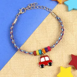Asthetika Car Weaved Kids Wraparound Bracelet Rakhi With Roli Chawal-image-26