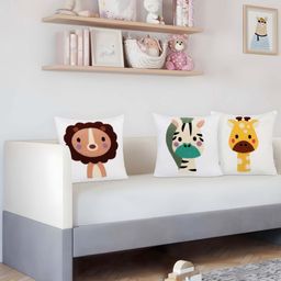 CAZIMO White & Yellow 3 Pieces Cartoon Characters Embroidered Square Cushion Covers-image-21