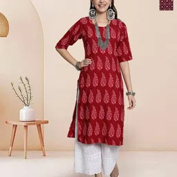7Threads Selection Of 2 Floral Printed Round Neck Straight Kurtas-56