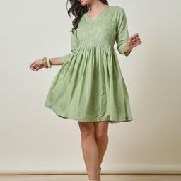 Soch Women Cotton Embroidered Fit & Flare Dress-image-51