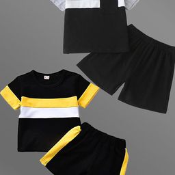 Lofn Unisex Kids Colourblocked T-shirt with Shorts-image-71