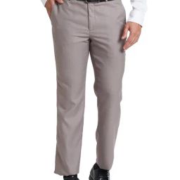 Park Avenue Beige Regular Fit Self Design Flat Front Trousers-image-81