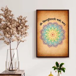999Store Multicolor Canvas Om Vishnu Priyaye Namo Namah Mantra Art Canvas Painting-39