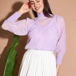 Marie Claire Purple Self Pattern Top-picture-18