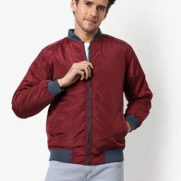Campus Sutra Wine Regular Fit Bomber Jacket-image-25