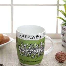Clay Craft Green & White Ceramic 8.2 cm Milk Mug (0.34 L) - Set of 2-image-13