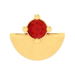 P.C. Chandra Jewellers 14k Gold Diya Shape Round Shape Red Stone Nosepin-image-39