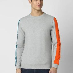Peter England Jeans Grey Slim Fit Striped Sweatshirt-image-31