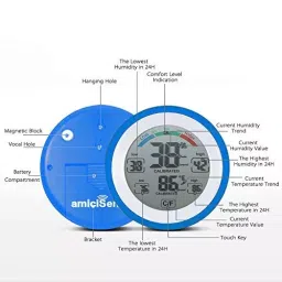 amiciSense Digital Weather Station Thermometer Hygrometer for Indoor Temperature and Humidity Monitoring with Touch Display image 4
