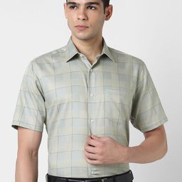 Van Heusen Windowpane Checks Checked Pure Cotton Formal Shirt-image-51