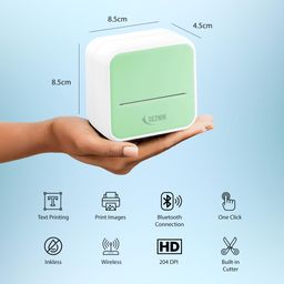seznik Mini Printer, Inkless, Thermal, Bluetooth, Portable Printer, Compatible Android, iOS Mobile. 1 Year Warranty (MiniX-Green) image 2