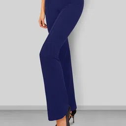 Dream Beauty Fashion trouser-57-dhoni-navy Women Bootcut Mid-Rise Flat-Front Trousers-image-71