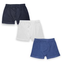 Kiddopanti Pack Of 3 Solid Boxer Shorts - White Black Blue-image-103