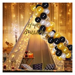 Puchku Net Latex Cardstock Decoration Items Cabana Tent Decoration For Birthday Combo with White Net LED Fairy Lights - 26 Pieces-picture-5
