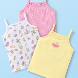 Babyhug 100% Cotton Slips Beach Theme Pack of 3 - Blue Yellow & Pink-image-88