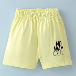 Fido Single Jersey Knee Length Shorts Text Printed - Lemon Yellow-image-8