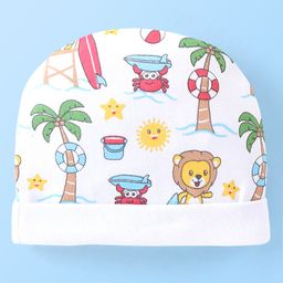 Babyhug 100% Cotton Cap Animal & Beach Print - Multicolour-18
