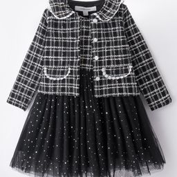 Mark & Mia Full Sleeves Knee length Winter Party Frock with Jacket - Black-image-97