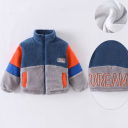 Kookie Kids Full Sleeves High Neck Winter Fur Jacket with Colour Block Design & Text Embroidery - Grey-image-18