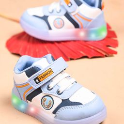 KATS Colour Blocked LED Shoes With Velcro Closure - Sky Blue-image-103