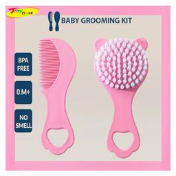 Joy Buzz Ergo Grip Hair Brush & Comb Grooming Set With Soft Bristles - Pink-4