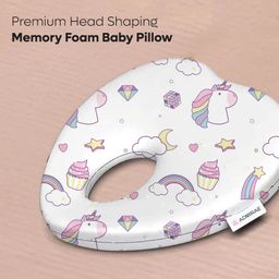 ADMIRAE Premium Head Shaping Memory Foam Baby Pillow-Heart shape, Unicorn Print-26