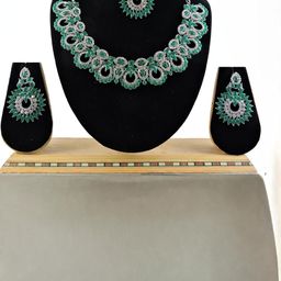 VATSALYA creation Alloy Gold- plated Green Jewellery Set - Pack of 3-image-14