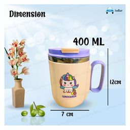 FunBlast Insulated Vacuum Mug with Handle and Lid Unicorn Multicolour - 400 ml image 3