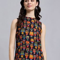 Anouk Rustic Quirky Printed Round Neck Sleeveless Straight Kurti-7